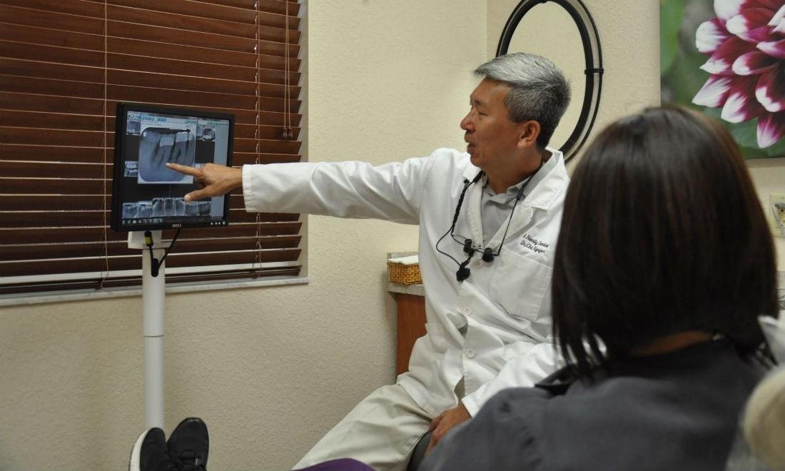 Dr. Nguyen offering our patients advice